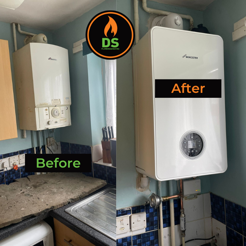 New Boiler on Finance - DS Plumbing removed existing Worcester Bosch combi boiler and replaced with a new Worcester Bosch for Orbit Housing in Rugby