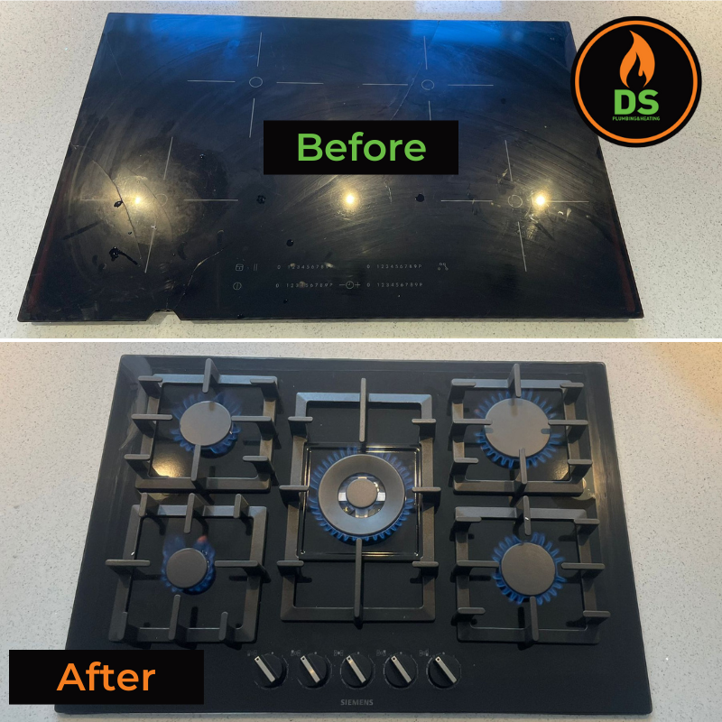replaced broken induction hob with new gas stove top